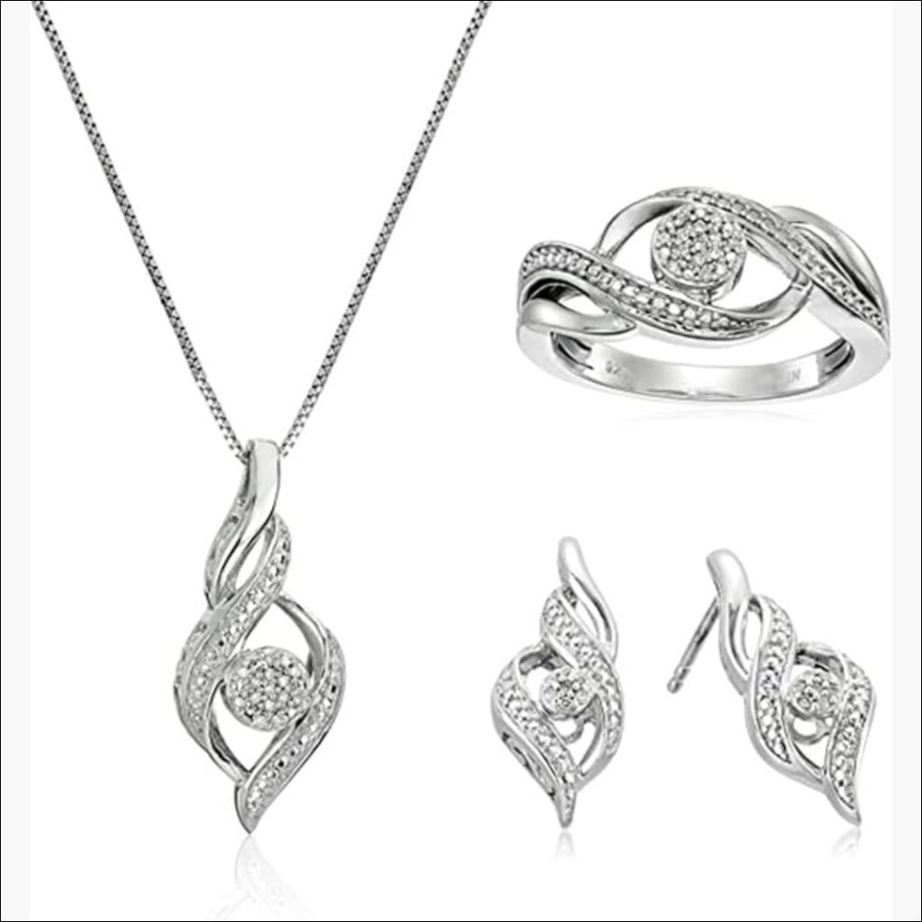 Sterling Silver Diamond Jewelry Set With 42 Natural Diamonds
